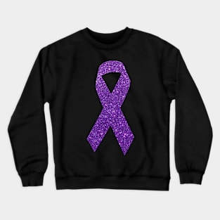 Purple Faux Glitter Awareness Ribbon Crewneck Sweatshirt